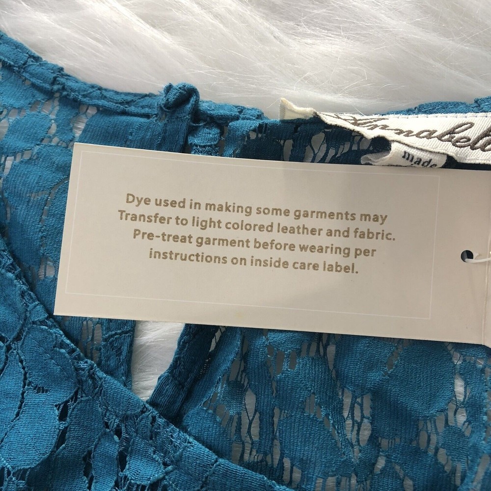 NWT Rafaella Top Womens Medium Sheer Lace Mesh Blue Floral Beach Boho Blouse… - Picture 9 of 12
